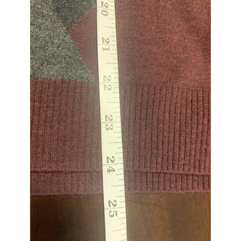APT 9 Merino Wool Argyle Burgundy Sweater V-Neck Size M‎